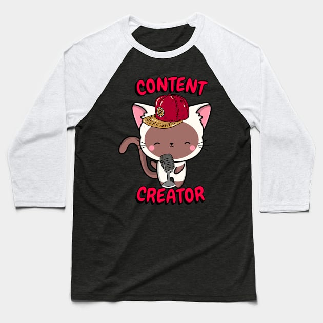 Cute White cat is a content creator Baseball T-Shirt by Pet Station